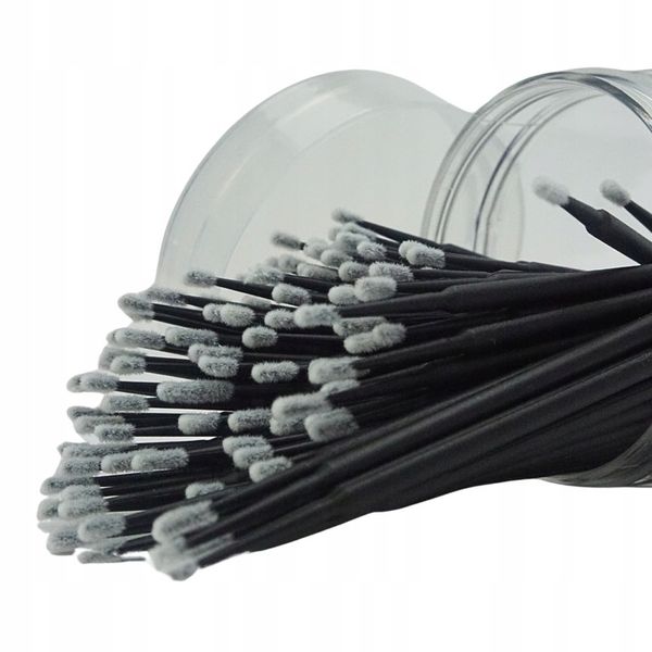 MIKRO APLIKATORY DO RZĘS BEZWŁÓKIENKOWE W TUBIE MICROBRUSH CZARNE 100 sztuk zdjęcie 1