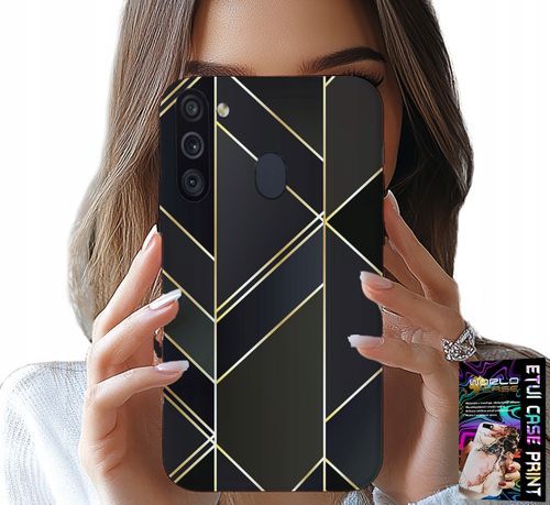 ETUI DO SAMSUNG GALAXY A21 - ZŁOTE RAMKI, ELEGANCKIE WZORY + SZKŁO na Arena.pl