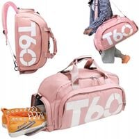 TORBA SPORTOWA TRENINGOWA DAMSKA NA RAMIĘ SIŁOWNIE BASEN PLECAK 2W1 RÓŻOWA