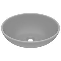 Luksusowa, owalna umywalka, jasnoszara matowa, 40x33 cm