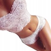 Bielizna Koronkowa, Komplet Dwuczęściowy, Top S/M (094) Biały