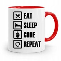 Kubek Czerwony Informatyka Programisty Eat Sleep Z Nadrukiem Ze Zdjęciem