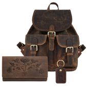 zestaw prezentowy dla niej zup-101-br plecak skórzany t-16-br portfel