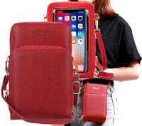 Damska torebka na telefon mini portfel listonoszka  T98_Czerwony