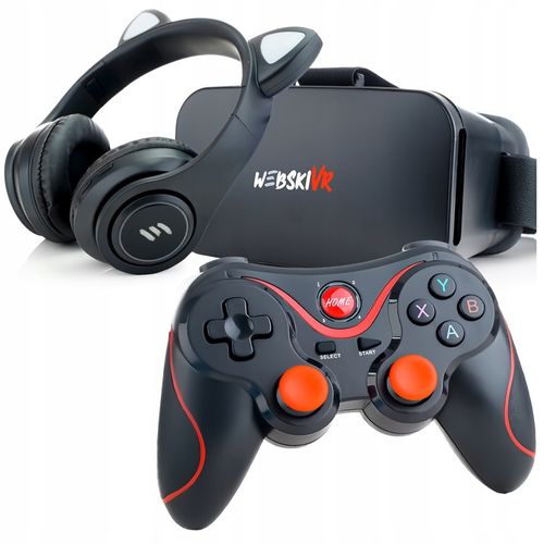 ZESTAW DO GIER OKULARY GOOGLE VR 360 STOPNI 3D PILOT BLUETOOT SŁUCHAWKI na Arena.pl