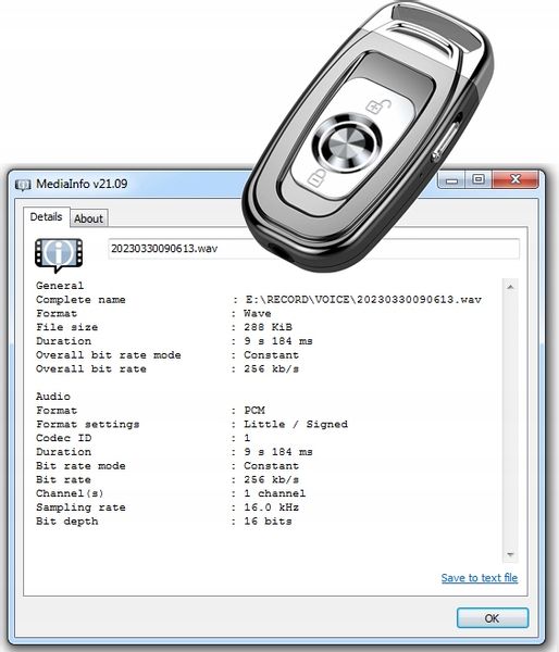 Ukryty Mini Dyktafon Kluczyk Brelok Klips 16GB HD zdjęcie 2