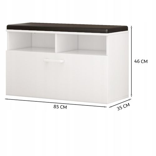 Szafka na buty biała ze schowkiem otwierana na Arena.pl