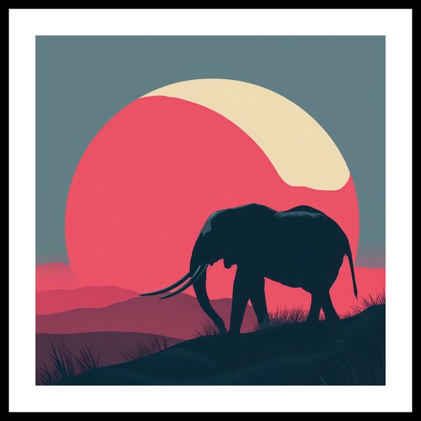 Plakat 40x40cm Słoń przy Czerwieni zdjęcie 3