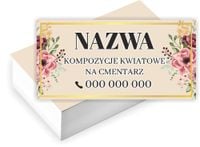 Wizytówki firmowe PROJEKT GRATIS 1000 sztuk KOMPOZYCJE KWIATOWE NA CMENTARZ