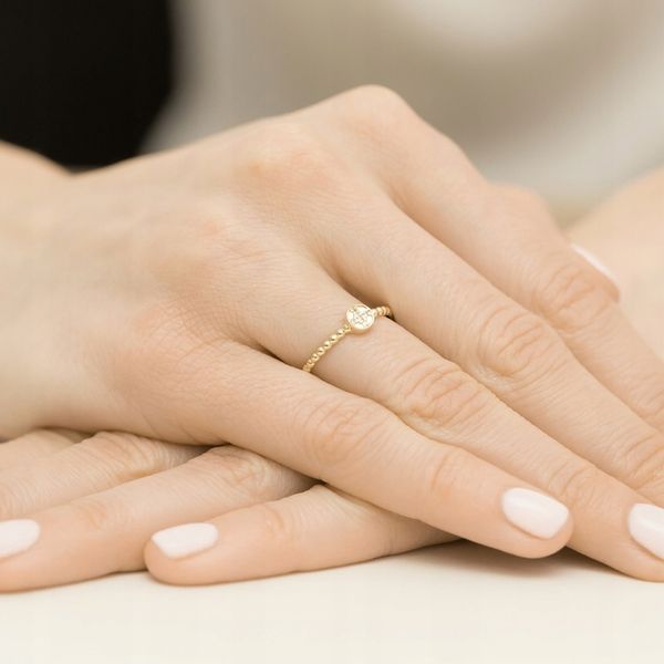 ZŁOTY PIERŚCIONEK pr. 333 Kulkowy i Cyrkonie r.9 zdjęcie 3