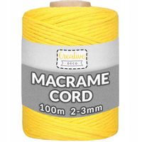 Sznurek do makramy bawełniany 3mm 100m żółty
