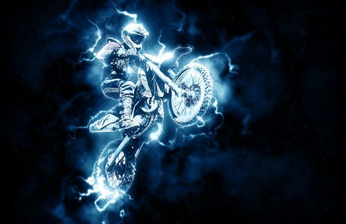 Foto obraz na płótnie "Motocross - neon" 40x30 na Arena.pl