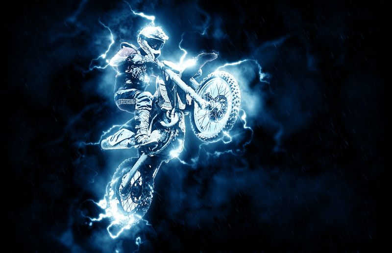 Foto obraz na płótnie "Motocross - neon" 40x30 zdjęcie 2