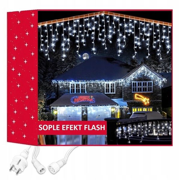 Sople FLASH BIAŁY Zimny 300 LED + ZIMNY FLASH zdjęcie 2