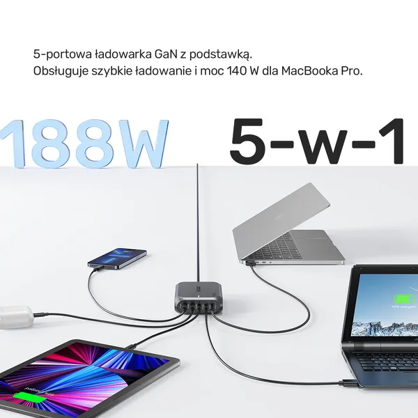 Unitek Szybka ładowarka sieciowa 2xUSB-A 3xUSB-C zdjęcie 5