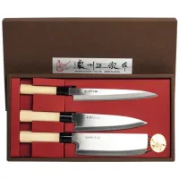 Zestaw 3 noży japońskich Megumi - Sashimi + Gyuto + Nakiri - Satake Cutlery