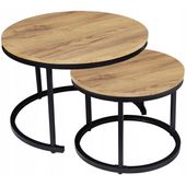 STOLIKI KAWOWE OKRĄGŁE ZESTAW STOLIKÓW LOFTOWY DĄB CRAFT 2w1