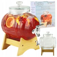 BECZUŁKA 3L Z KRANIKIEM DOZOWNIK NA BAMBUSOWYM STOJAKU DYSTRYBUTOR NAPOJÓW