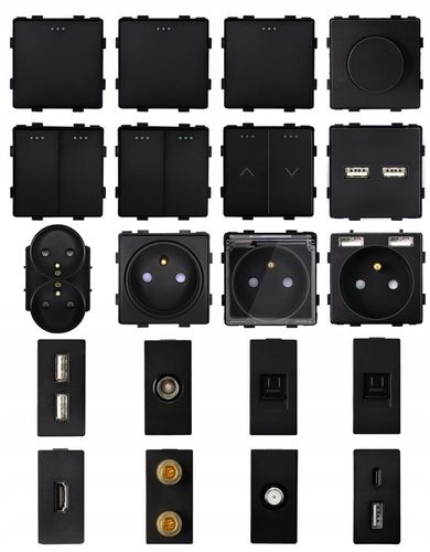 Gniazdo Podwójne Czarne Zestaw Ramka Podwójna i 2 x Gniazdko MIUUN Leo na Arena.pl