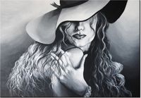 100 70CM OBRAZ PŁÓTNO SZARA DAMA PŁÓTNO RAMA