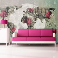 Fototapeta - Map of the World - Howling to the moon 350x270