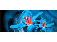 100X40CM NIEBIESKIE KOSMICZNE KWIATY JAKUB BANAŚ OBRAZ DREWNO