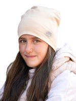 Czapka przejściowa bawełniana dziewczęca kotorożec beżowa 46-48 YOCLUB