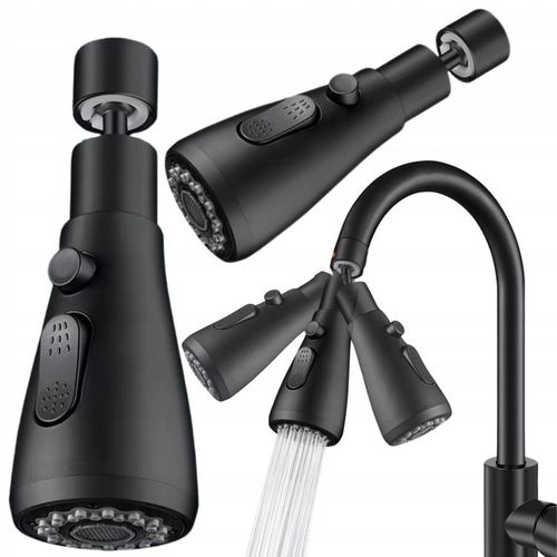 PRZEDŁUŻACZ KRANU KUCHENNEGO AERATOR PERLATOR 3 FUNKCJE 360° CZARNY LOFT 2s na Arena.pl
