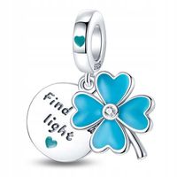 Zawieszka SREBRO 925 Charms Koralik Koniczynka świeci w ciemności