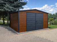 Garaż Blaszany dwuspadowy 4x5 Złoty Dąb + Ciemny Grafit Brama dwuskrzydłowa