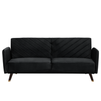 Sofa rozkładana welurowa czarna SENJA