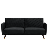 Sofa rozkładana welurowa czarna SENJA