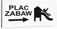 Tabliczka informacyjna BIAŁA aluminiowa PLAC ZABAW DOWOLNY NAPIS