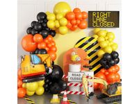 Girlanda balonowa czarno-pomarańczowo-żółta pojazdy budowy, 104 szt.