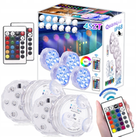 4x Led Podwodne śWiatłO Nocne OśWietlenie Odkryty Basen Lekki +2pilot