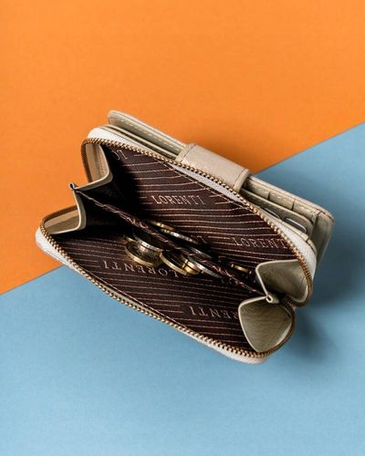 skórzany, elegancki portfel damski na zatrzask i suwak - lorenti na Arena.pl