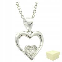 Naszyjnik Srebrny 925 Łańcuszek z Zawieszką Serce Serduszko Serca dla Niej