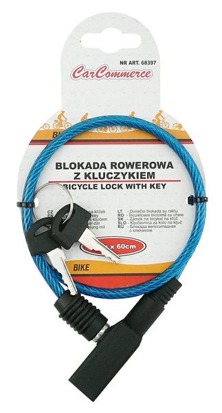Blokada rowerowa 5mm x 60cm - kluczyk zdjęcie 1