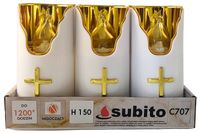 Wkłady do zniczy LED Subito C707 H150 6 sztuk złoto-biały