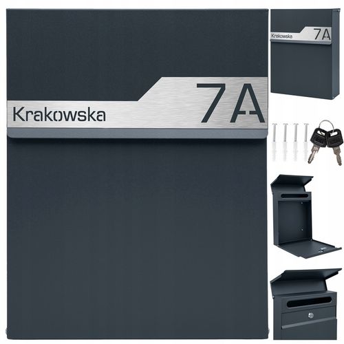 SKRZYNKA POCZTOWA NA LISTY POCZTĘ ANTRACYT +LAMINAT NAPIS ADRES ULICA NUMER na Arena.pl