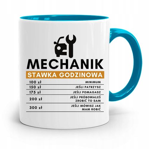 Kubek Błękitny Dla Mechanika Stawka Godzinowa Z Nadrukiem Ze Zdjęciem na Arena.pl