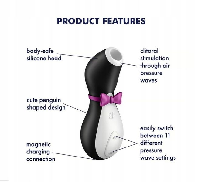 Stymulator- Satisfyer Penguin Wibrator Pingwin Masażer Powietrzny Air Pulse zdjęcie 4