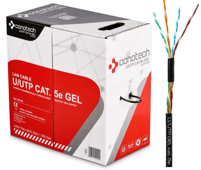 Kabel sieciowy U/UTP LAN kat. 5e GEL Conotech na metry zdjęcie 1
