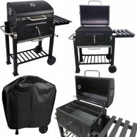 DUŻY GRILL WĘGLOWY ŻELIWNY RUSZT 113,5X50X107 CM OGRODOWY XXL + POKROWIEC