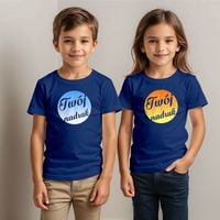 Dziecięca bawełniana koszulka z Twoim nadrukiem - granatowa 3-4