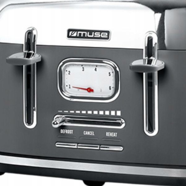TOSTER OPIEKACZ RETRO DUŻA MOC 1800W NA 4 TOSTY SZARY/SREBRNY MUSE MS-131DG zdjęcie 4