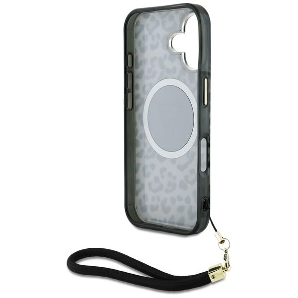 Etui Guess HC IML Leopard Triangle Cord Strap do iPhone 16 MagSafe czarny zdjęcie 6