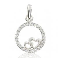 SREBRNY WISIOREK SERDUSZKA W KOLE Z CYRKONIAMI PRÓBA SREBRA 925