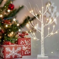 2Pcs BIAŁE DRZEWKO DEKORACYJNE ŚWIECĄCA OZDOBA LED BRZOZA DEKORACJA LAMPKA