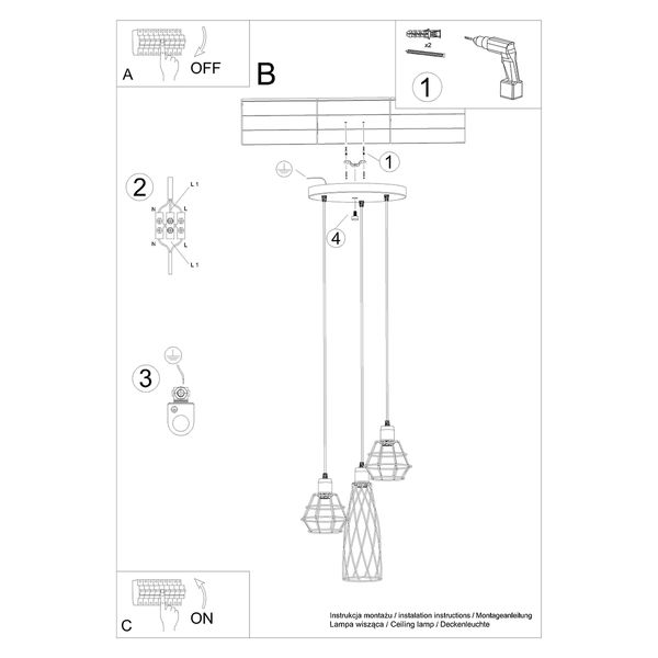 Lampa wisząca SUBA 3P czarna zdjęcie 6